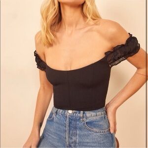 Reformation Off The Shoulder Black Top